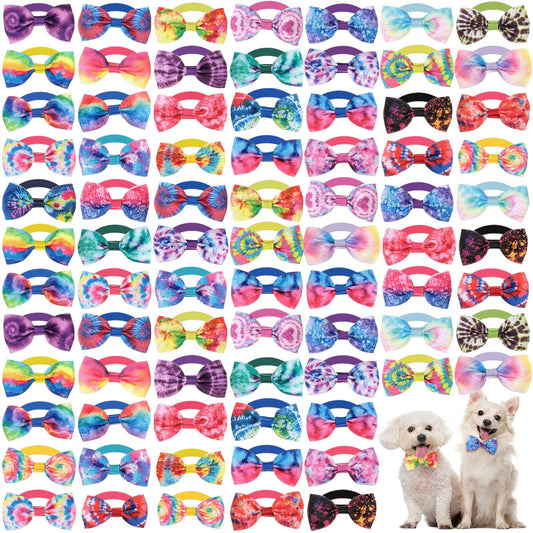 80 Pcs Dog Bows & Bow Ties Set - Pet And Wells