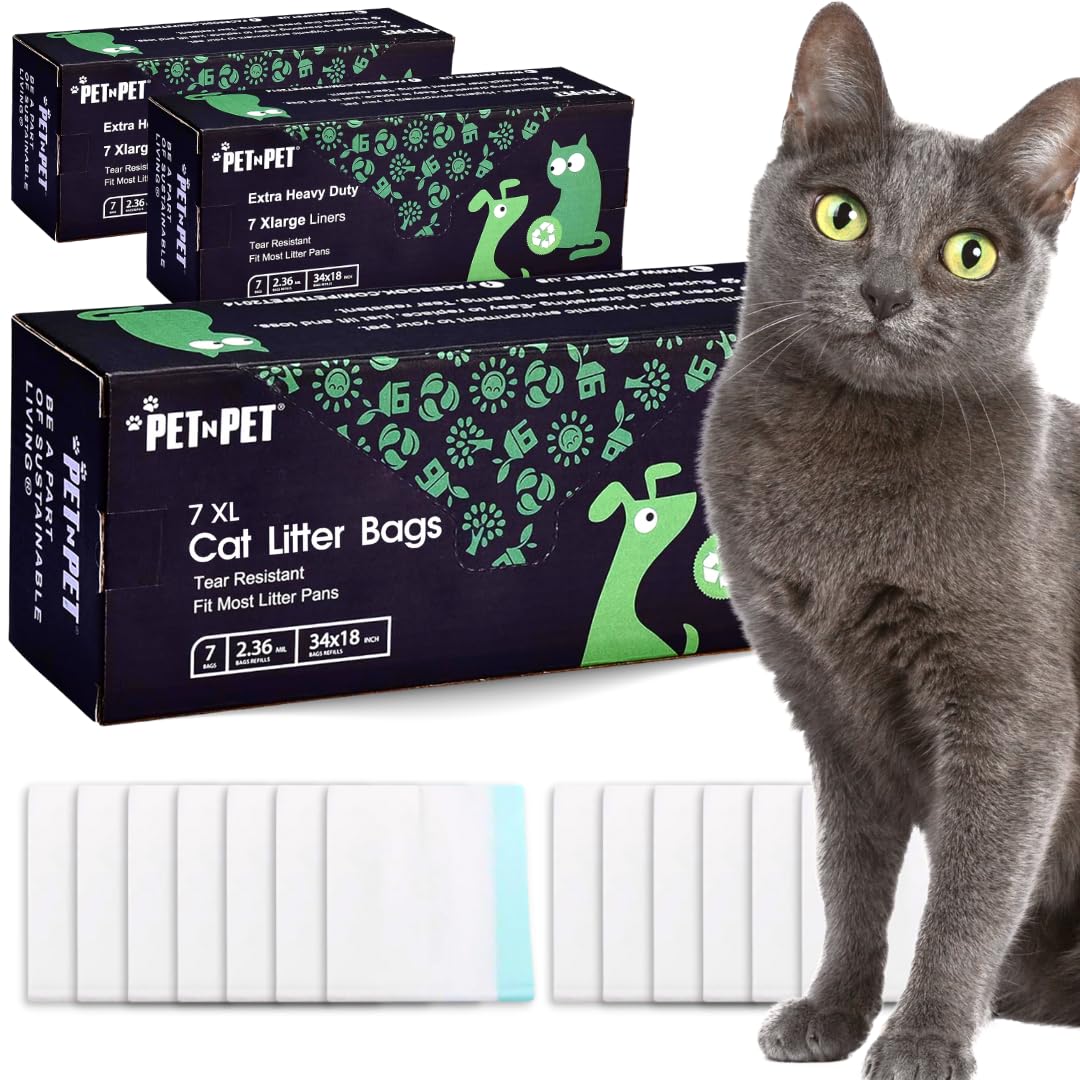 XL Cat Litter Box Liners – 21-Count, Heavy Duty Drawstring