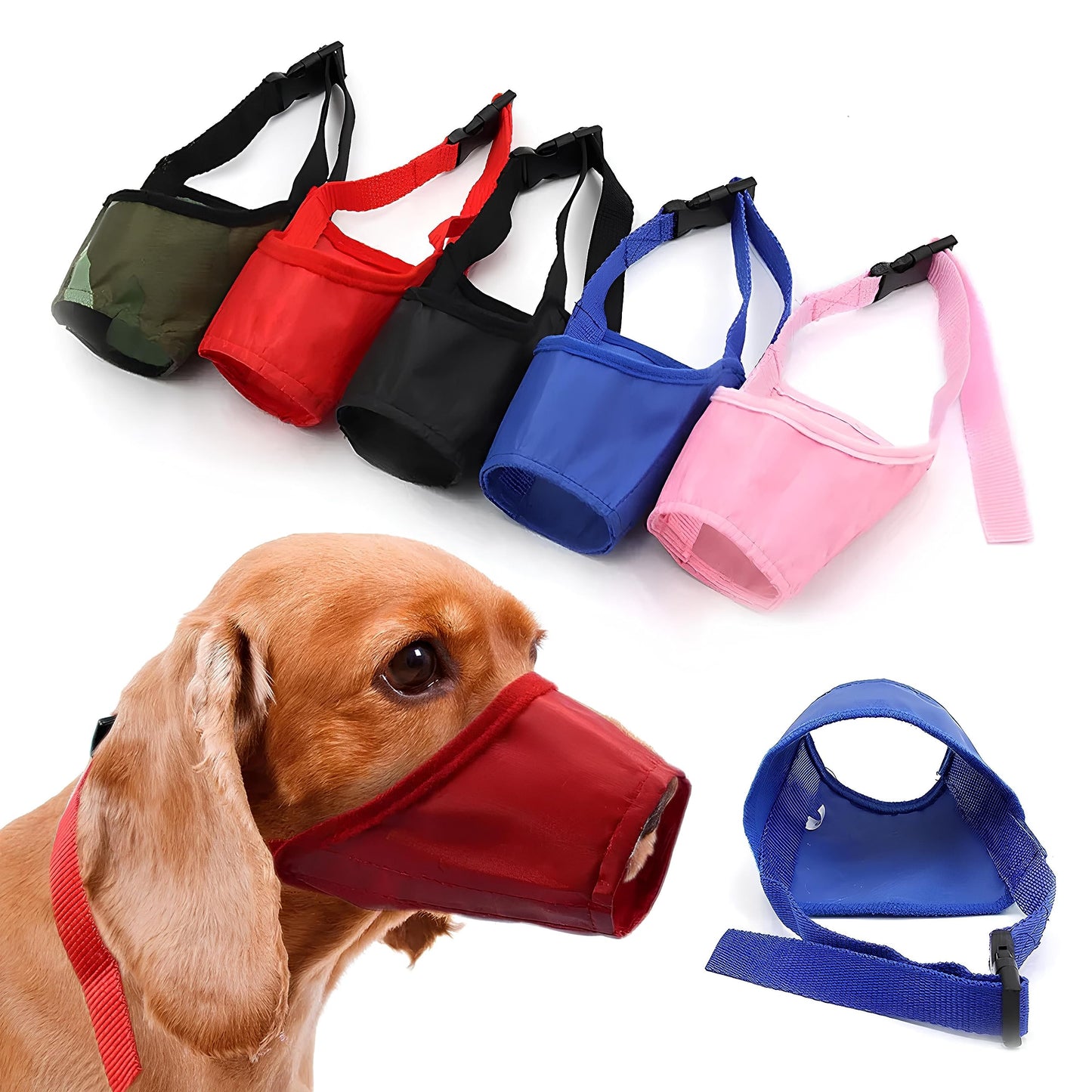 Soft Dog Muzzle – Anti-Bite & Bark, 5 Colors & Sizes (Red, Small)