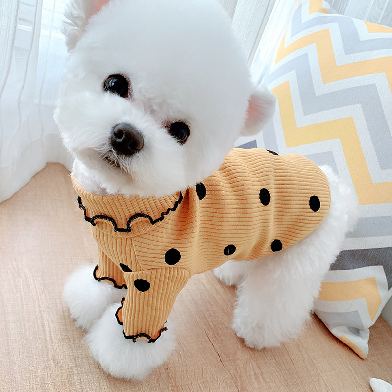 Polka Dot Turtleneck Dog Shirt – Cotton, 9 Sizes