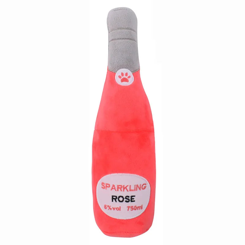 Interactive Plush Pet Vocal Toys | Wine Bottle, Donut & Chewing Stick