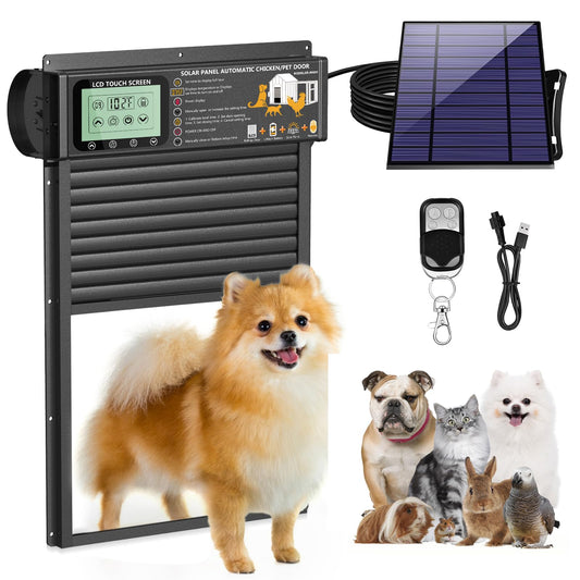 DGRTDZ Automatic Pet Door | Solar Powered | Light Sensor, Timer & Remote Control