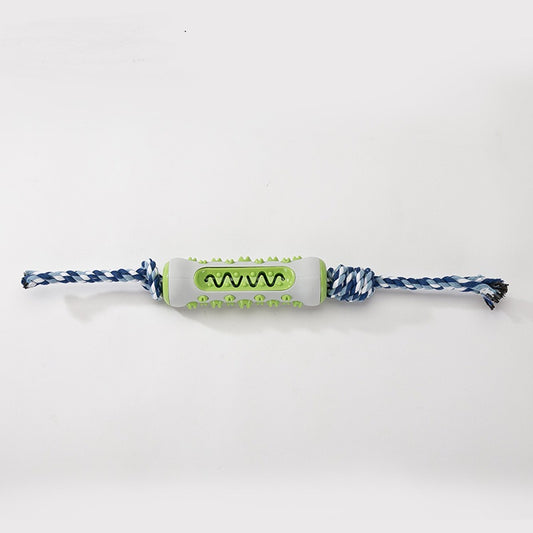 Blue and green rubber tug-of-war rope toy for dogs