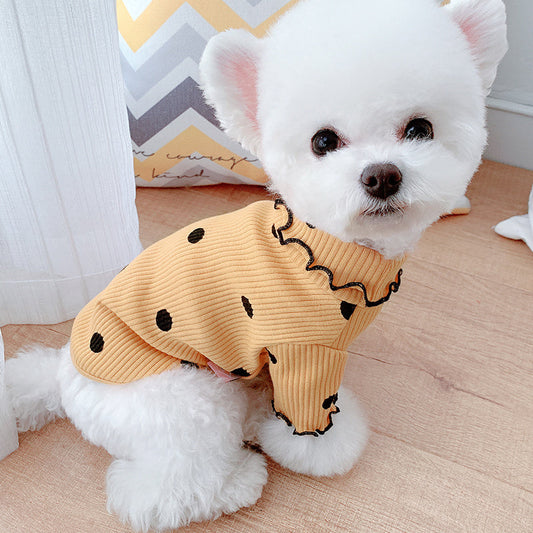 Polka Dot Turtleneck Dog Shirt – Cotton, 9 Sizes