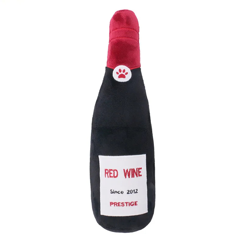 Interactive Plush Pet Vocal Toys | Wine Bottle, Donut & Chewing Stick