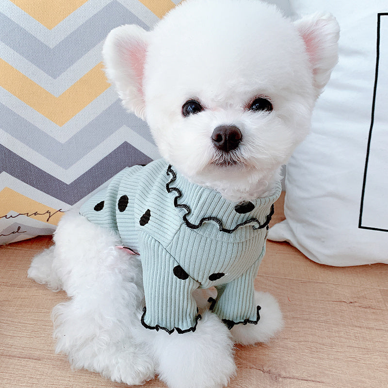 Polka Dot Turtleneck Dog Shirt – Cotton, 9 Sizes