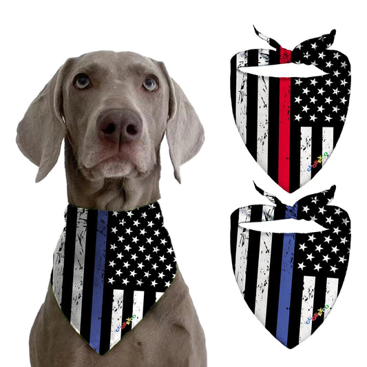 Dog Bandanas for Large Dogs Neck Gaiter Bandanas for Dogs Small and Medium Breeds Dog Scarf for Boys Girls Dog Scarf Dog Accessories Apparel Dog Outdoor 3D Print Dog Gift Blue Red Stripe Flag 1PC