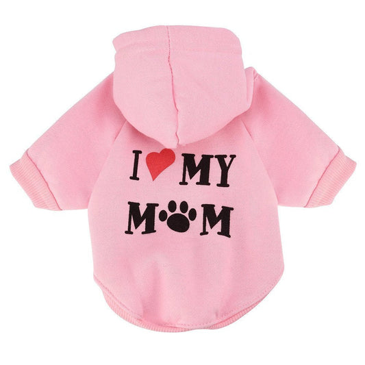 All Season Pet Clothes Dog Shirt Dogs Hoodies Coat I Like My Mom Printed Puppy Sweatshirt Pet Clothes for Winter Autumn Soft Apparel - Pet And Wells