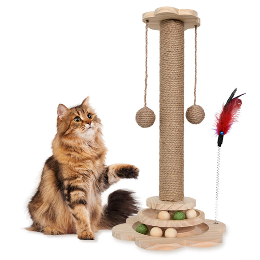 HivaolJoy 4-in-1 Kitten Scratching Post with Sisal Balls & Interactive Toys - Pet And Wells