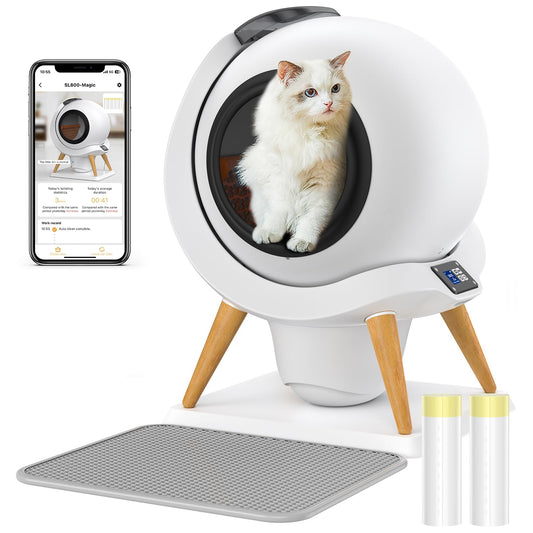 HoneyGuaridan Self-Cleaning Cat Litter Box | App Control & Health Monitoring - Pet And Wells