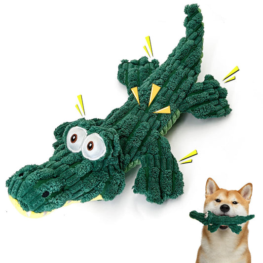 Plush Crinkle Tug Toy for Dogs – Crocodile, All Sizes - Pet And Wells