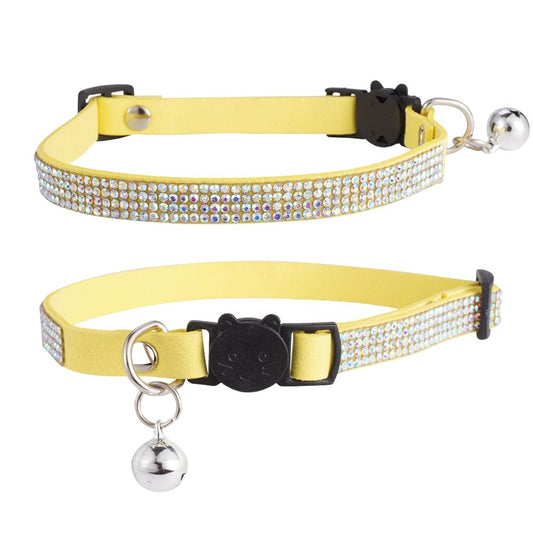 Rhinestone Breakaway Cat Collar with Bell – Lightweight (Pink) - Pet And Wells
