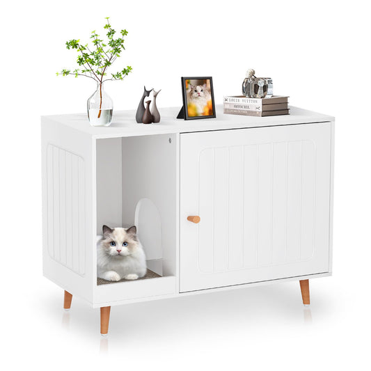 ZERDER Cat Litter Box Enclosure & Hidden Cat Washroom - Pet And Wells